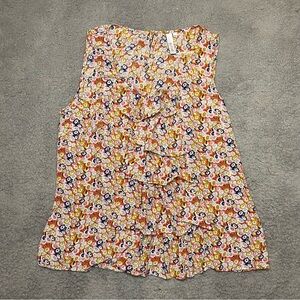 SINE BLOUSE WOMENS SIZE 12 SLEEVELESS FLORAL BLUE PINK